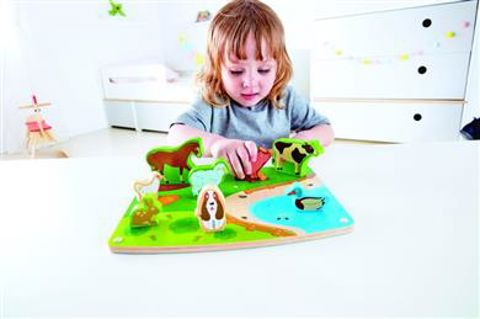 Hape Puzzle & Play Ξύλινο Παζλ Ζωάκια Φάρμας (E1454A)  / Ξύλινα   